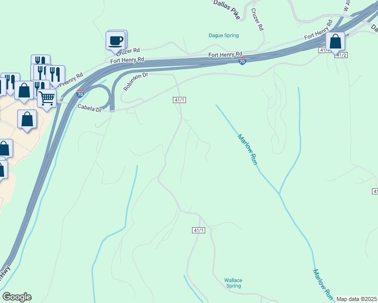 map of restaurants, bars, coffee shops, grocery stores, and more near in Triadelphia