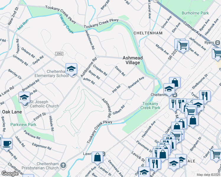 map of restaurants, bars, coffee shops, grocery stores, and more near 514 Boyer Road in Montgomery County