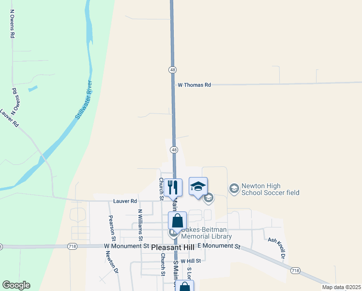map of restaurants, bars, coffee shops, grocery stores, and more near in Pleasant Hill