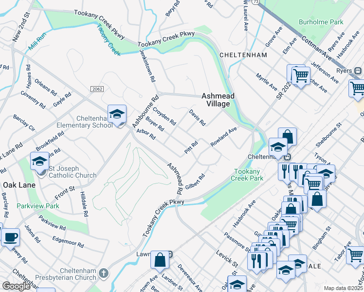 map of restaurants, bars, coffee shops, grocery stores, and more near 514 Boyer Road in Montgomery County