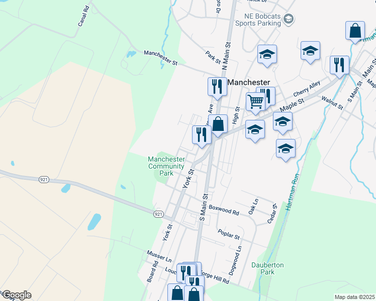 map of restaurants, bars, coffee shops, grocery stores, and more near 75 North Liverpool Street in Manchester