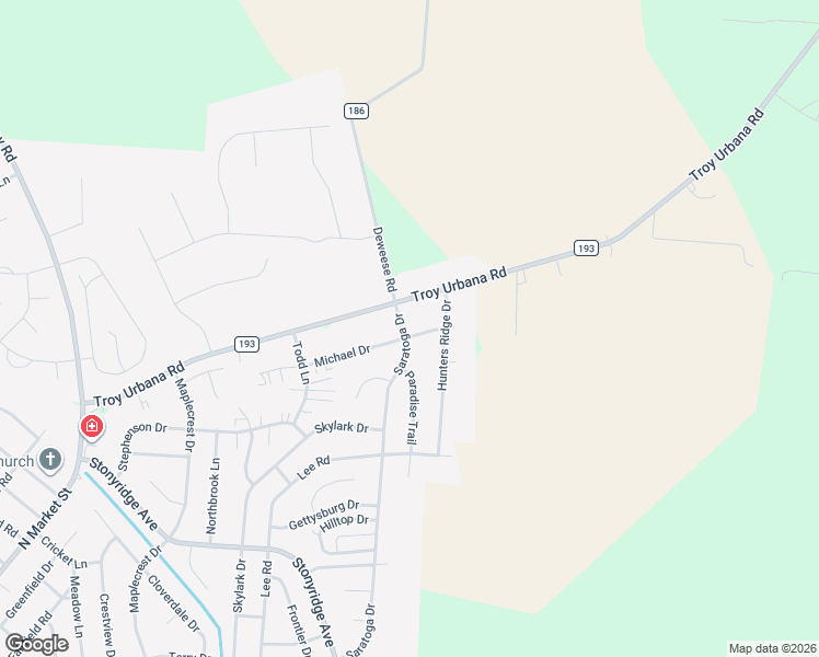 map of restaurants, bars, coffee shops, grocery stores, and more near 1501 Michael Drive in Troy