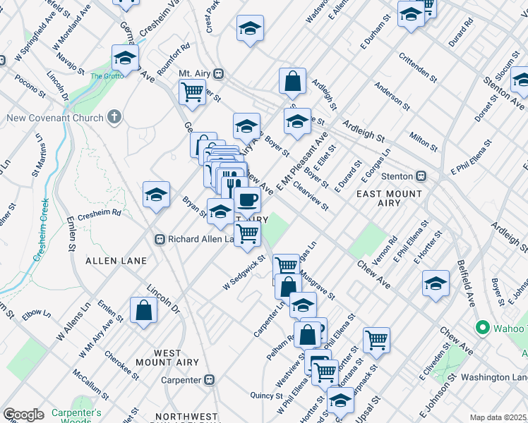 map of restaurants, bars, coffee shops, grocery stores, and more near in Philadelphia
