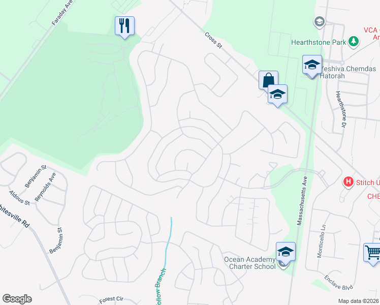 map of restaurants, bars, coffee shops, grocery stores, and more near 19 Pine Hollow Lane in Lakewood