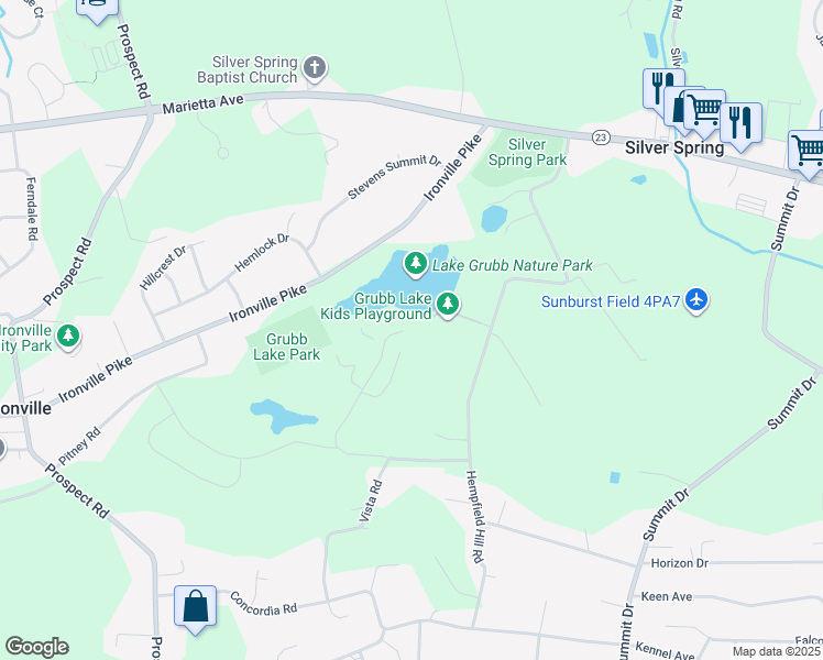 map of restaurants, bars, coffee shops, grocery stores, and more near 698 Sycamore Drive in Columbia