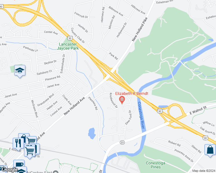 map of restaurants, bars, coffee shops, grocery stores, and more near 37 Toll Gate Station in Lancaster