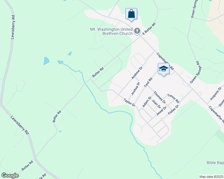 map of restaurants, bars, coffee shops, grocery stores, and more near 409 Taylor Drive in York