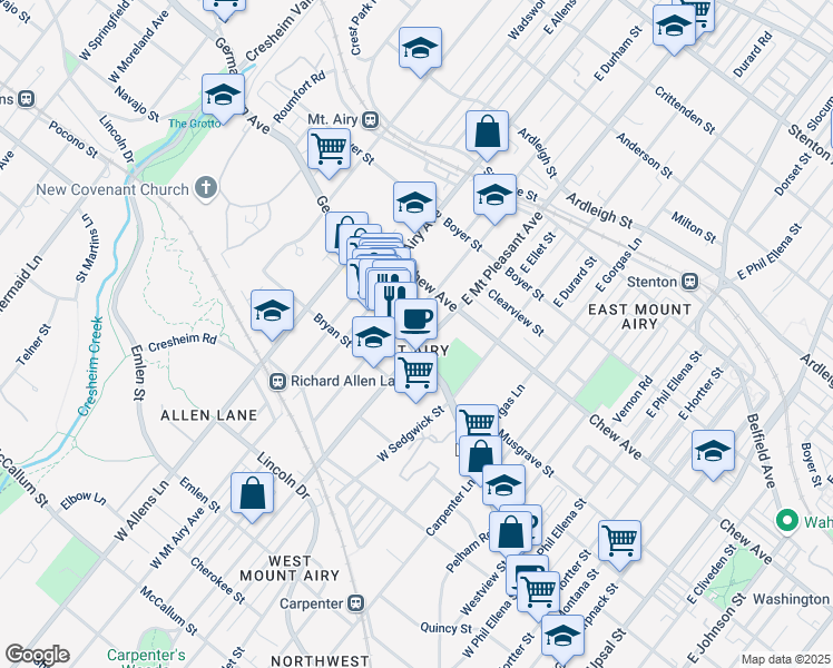 map of restaurants, bars, coffee shops, grocery stores, and more near in Philadelphia
