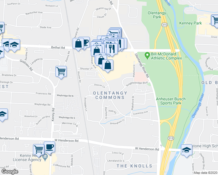 map of restaurants, bars, coffee shops, grocery stores, and more near 873 Jasonway Avenue in Columbus