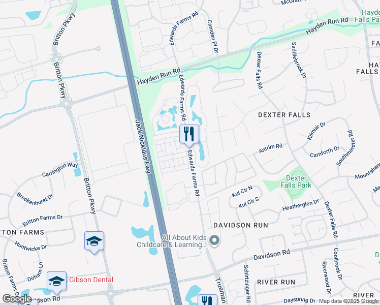 map of restaurants, bars, coffee shops, grocery stores, and more near 5256 Abel Merril Rd in Columbus