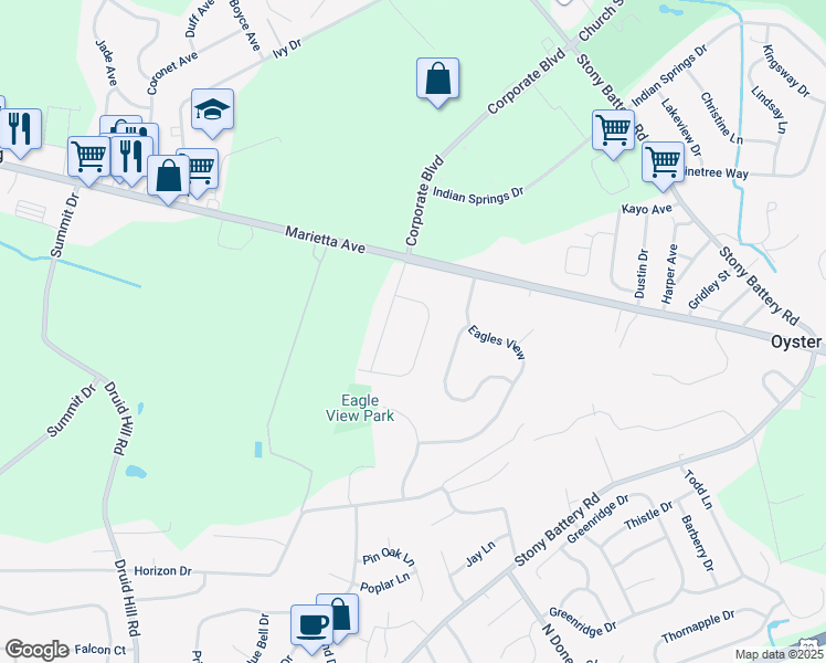 map of restaurants, bars, coffee shops, grocery stores, and more near 746 Oxford Rd in Lancaster
