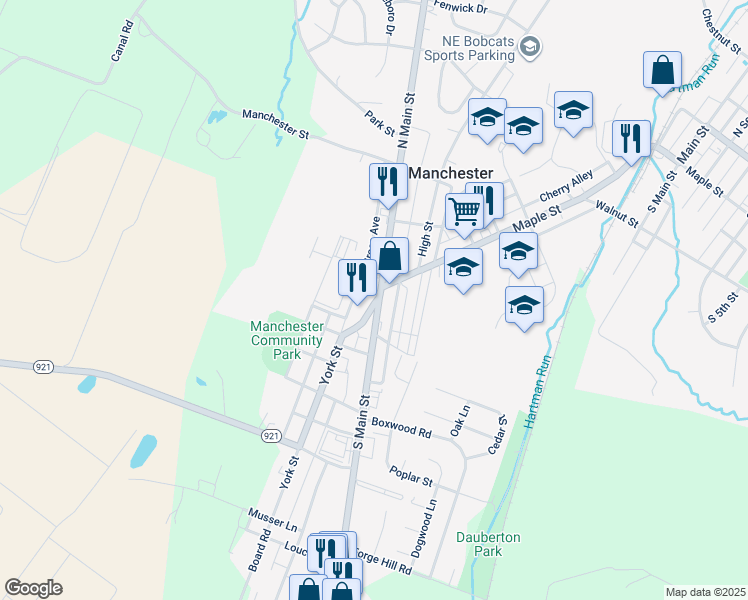 map of restaurants, bars, coffee shops, grocery stores, and more near 6 York Street in Manchester