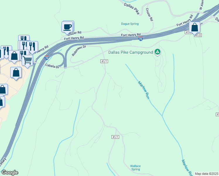 map of restaurants, bars, coffee shops, grocery stores, and more near in Triadelphia