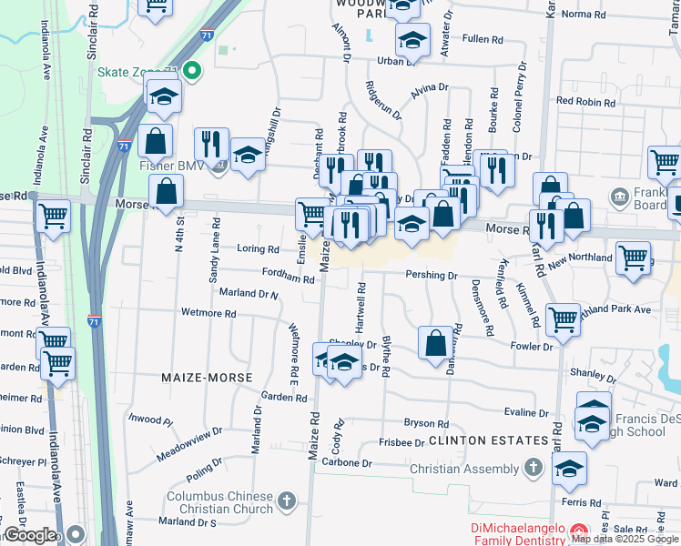 map of restaurants, bars, coffee shops, grocery stores, and more near 4549 Hartwell Road in Columbus