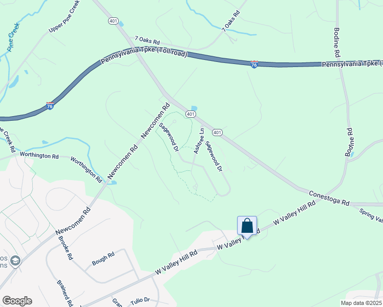 map of restaurants, bars, coffee shops, grocery stores, and more near 22 Ashtree Lane in Malvern