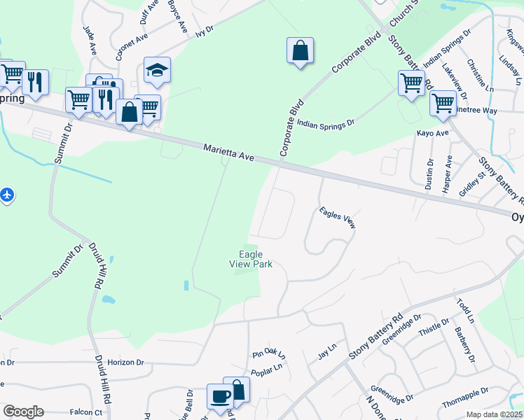 map of restaurants, bars, coffee shops, grocery stores, and more near 730 Westover Drive in Lancaster