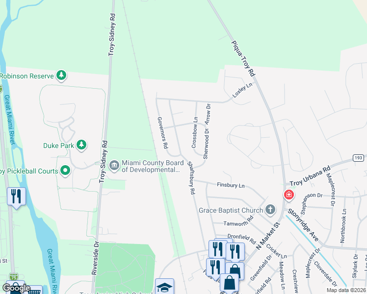 map of restaurants, bars, coffee shops, grocery stores, and more near 815 Shaftsbury Rd in Troy