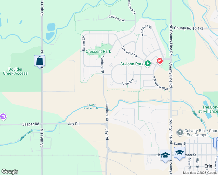 map of restaurants, bars, coffee shops, grocery stores, and more near 1470 Davis Court in Erie