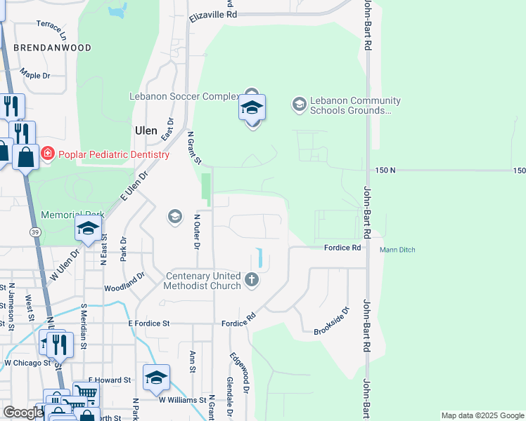 map of restaurants, bars, coffee shops, grocery stores, and more near 908 Sorrell Court in Lebanon