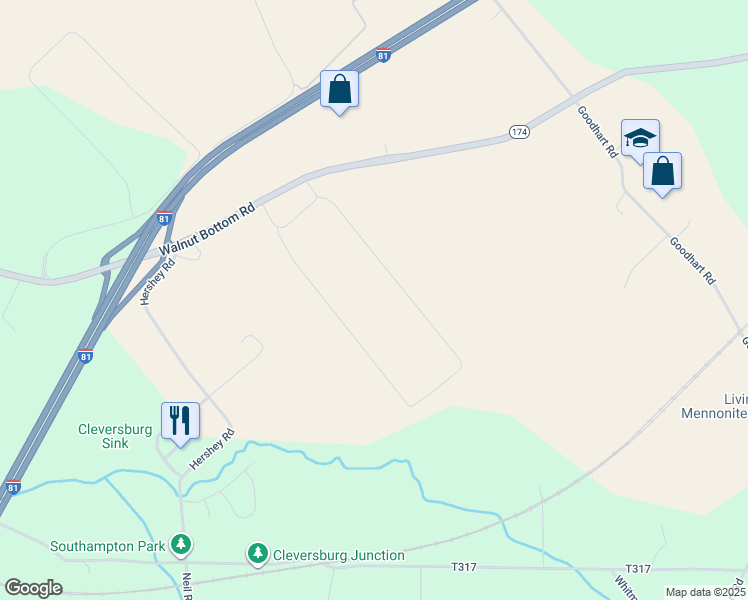 map of restaurants, bars, coffee shops, grocery stores, and more near 234 Walnut Bottom Road in Shippensburg