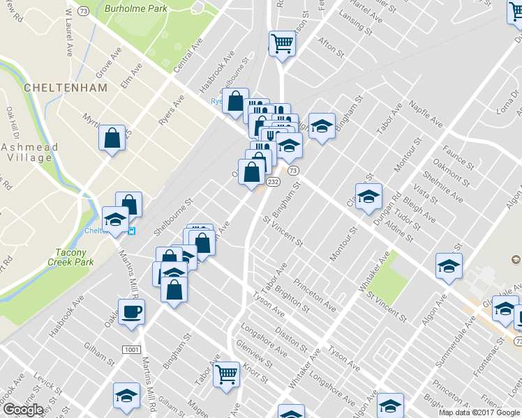 map of restaurants, bars, coffee shops, grocery stores, and more near 7132 Rising Sun Avenue in Philadelphia