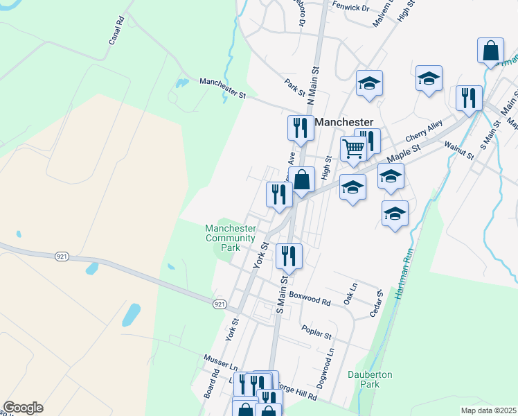 map of restaurants, bars, coffee shops, grocery stores, and more near 75 North Liverpool Street in Manchester