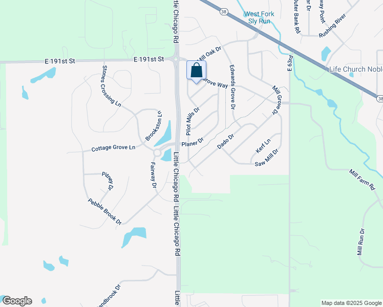 map of restaurants, bars, coffee shops, grocery stores, and more near 18664 Pilot Mills Drive in Noblesville