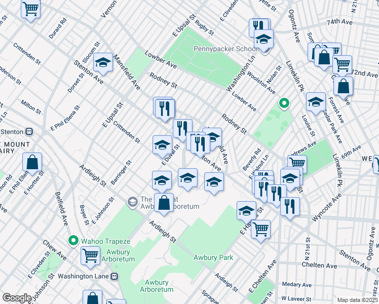 map of restaurants, bars, coffee shops, grocery stores, and more near in Philadelphia