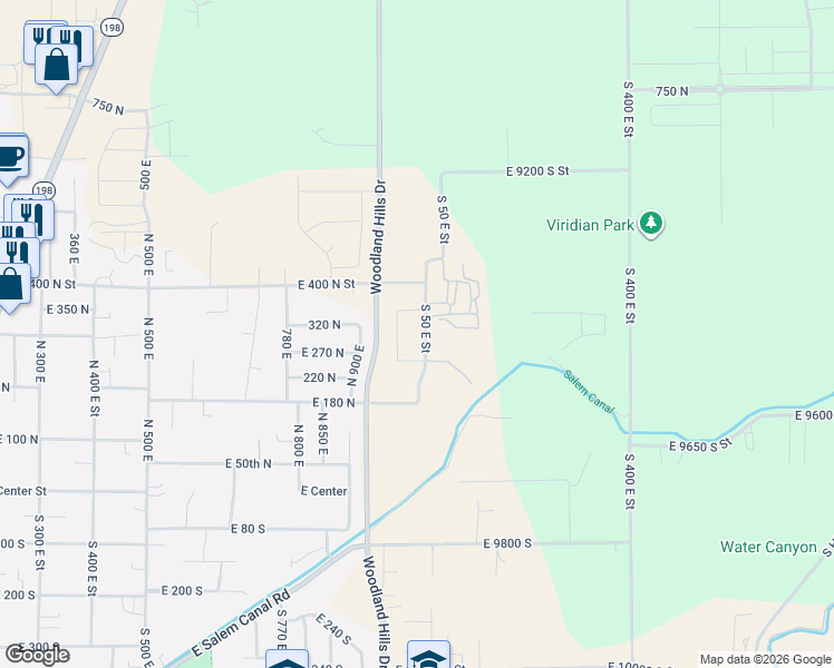map of restaurants, bars, coffee shops, grocery stores, and more near 313 North 1040 West in Mapleton