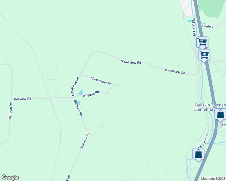 map of restaurants, bars, coffee shops, grocery stores, and more near 2104 Shoemaker Rd in Connellsville