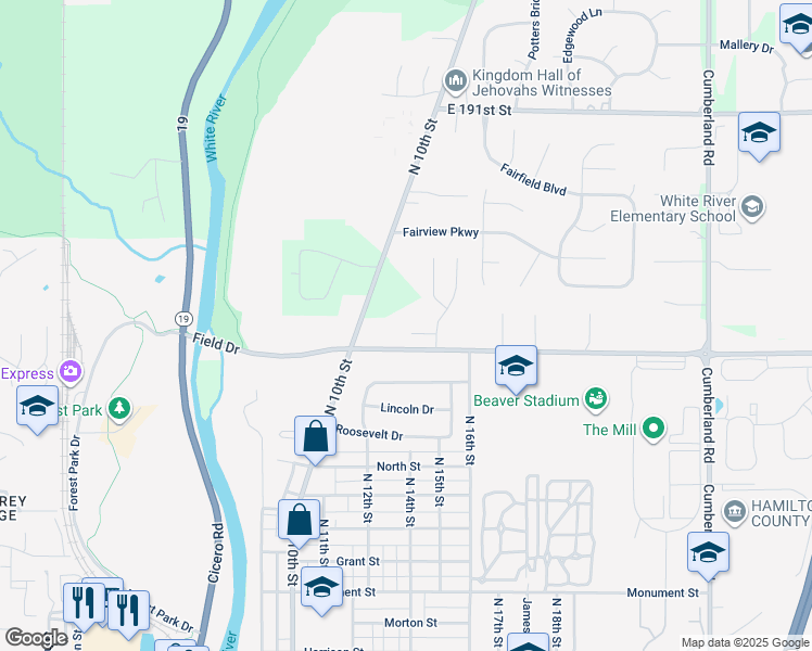 map of restaurants, bars, coffee shops, grocery stores, and more near 9174 Northgate Court in Noblesville