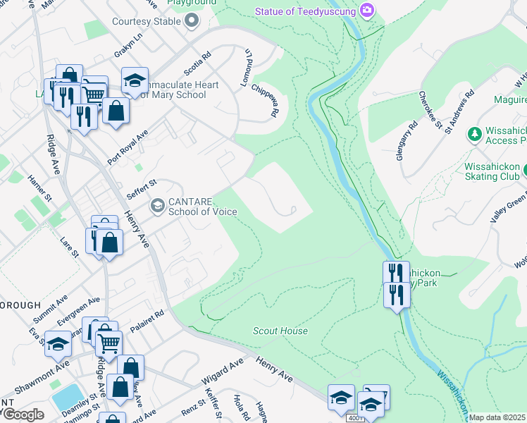 map of restaurants, bars, coffee shops, grocery stores, and more near 6 Summit Place in Philadelphia