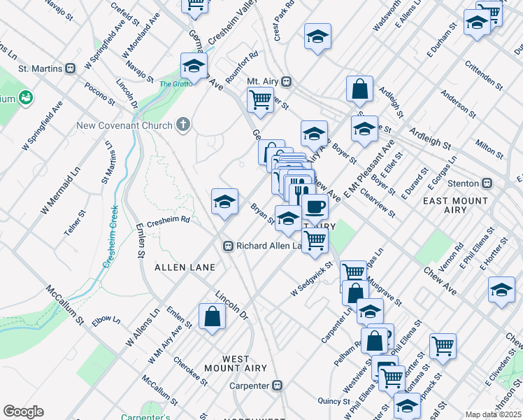 map of restaurants, bars, coffee shops, grocery stores, and more near 100 Nippon Street in Philadelphia