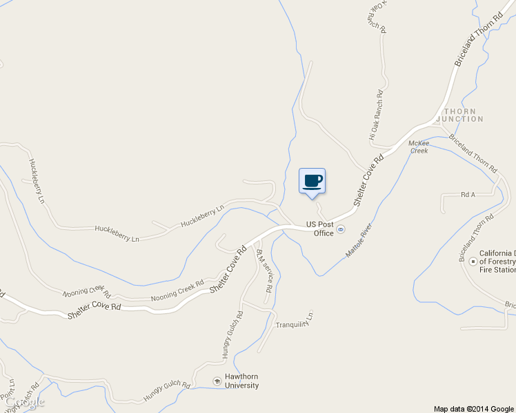 map of restaurants, bars, coffee shops, grocery stores, and more near 200 Huckleberry Lane in Whitethorn