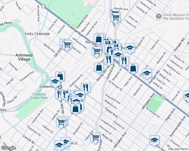 map of restaurants, bars, coffee shops, grocery stores, and more near 418 Friendship Street in Philadelphia