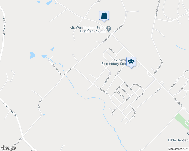 map of restaurants, bars, coffee shops, grocery stores, and more near 325 Taylor Drive in York