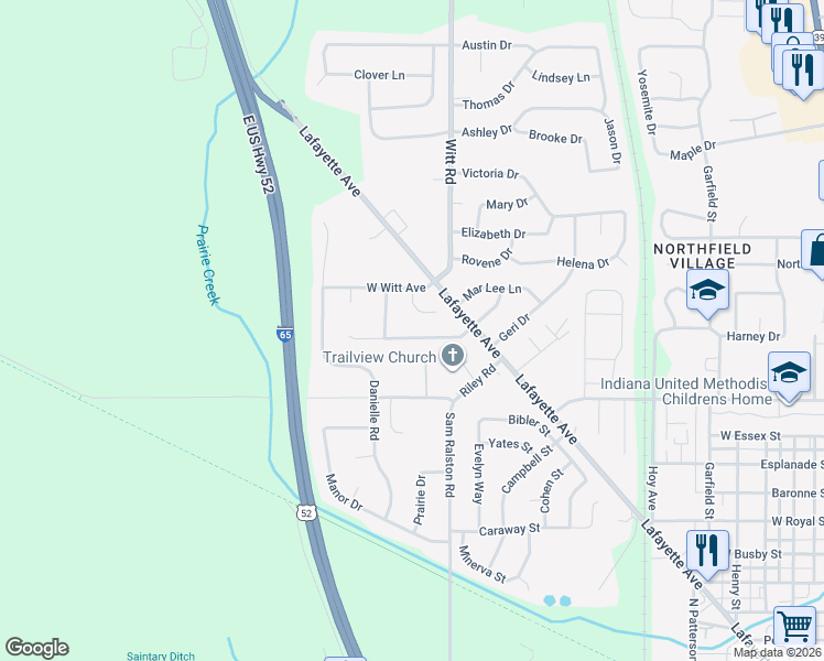 map of restaurants, bars, coffee shops, grocery stores, and more near 1630 Jaques Drive in Lebanon