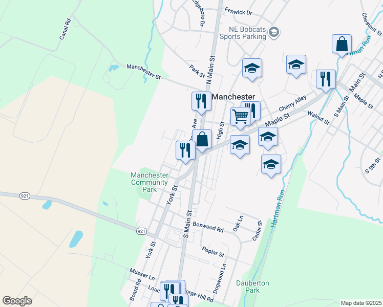 map of restaurants, bars, coffee shops, grocery stores, and more near 6 York Street in Manchester