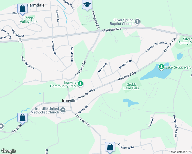 map of restaurants, bars, coffee shops, grocery stores, and more near 3806 Hillcrest Drive in Columbia