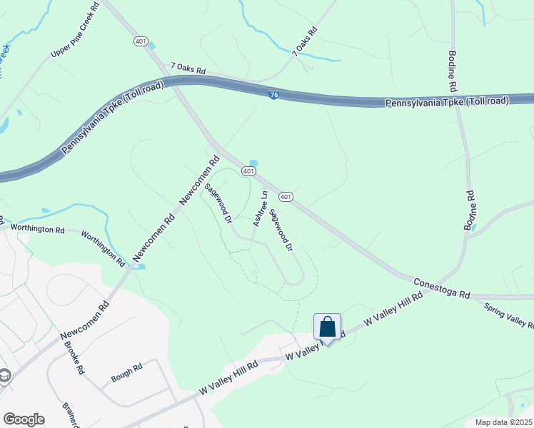 map of restaurants, bars, coffee shops, grocery stores, and more near 11 Ashtree Lane in Malvern