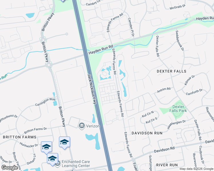 map of restaurants, bars, coffee shops, grocery stores, and more near 5450 Bourbon Street in Columbus