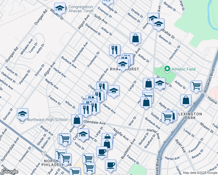 map of restaurants, bars, coffee shops, grocery stores, and more near in Philadelphia