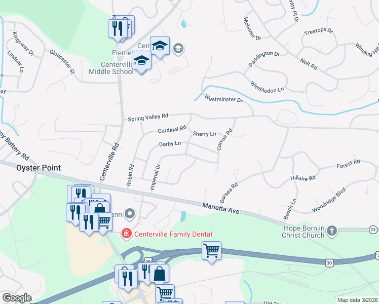 map of restaurants, bars, coffee shops, grocery stores, and more near 838 Imperial Drive in Lancaster
