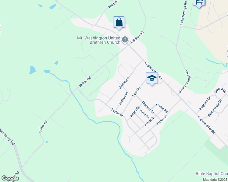 map of restaurants, bars, coffee shops, grocery stores, and more near 240 Andrew Drive in York