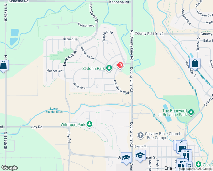 map of restaurants, bars, coffee shops, grocery stores, and more near 1228 Allen Avenue in Erie