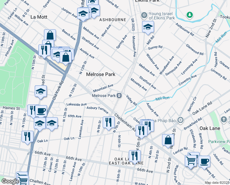 map of restaurants, bars, coffee shops, grocery stores, and more near 900 Valley Road in Montgomery