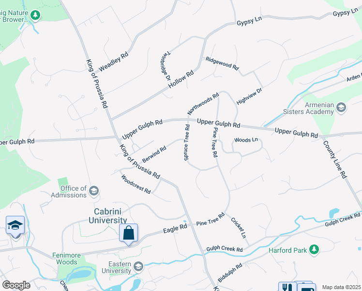 map of restaurants, bars, coffee shops, grocery stores, and more near 274 Berwind Road in Wayne
