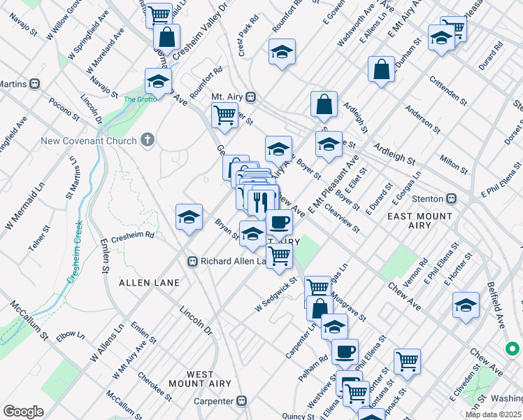 map of restaurants, bars, coffee shops, grocery stores, and more near in Philadelphia