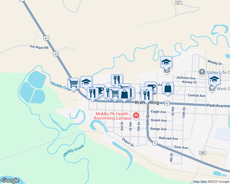 map of restaurants, bars, coffee shops, grocery stores, and more near 202 2nd Street in Kremmling