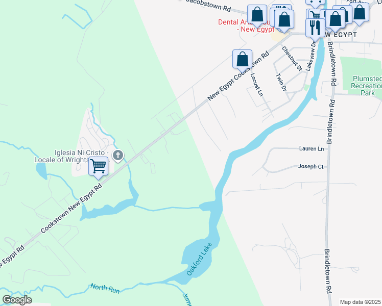 map of restaurants, bars, coffee shops, grocery stores, and more near 250 Cookstown New Egypt Road in Wrightstown